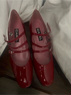 Carel Paris Kina red patent leather, triple strap, size 42.5